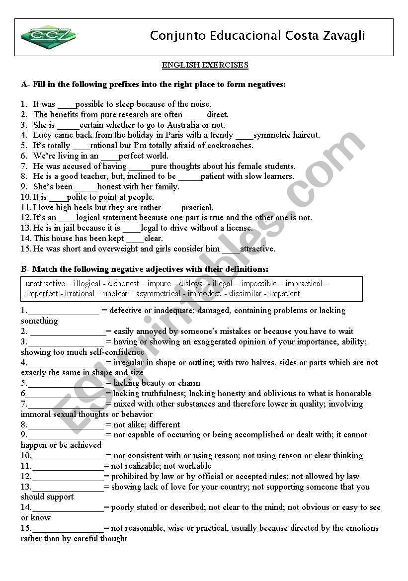 Negative Nouns - how to form them