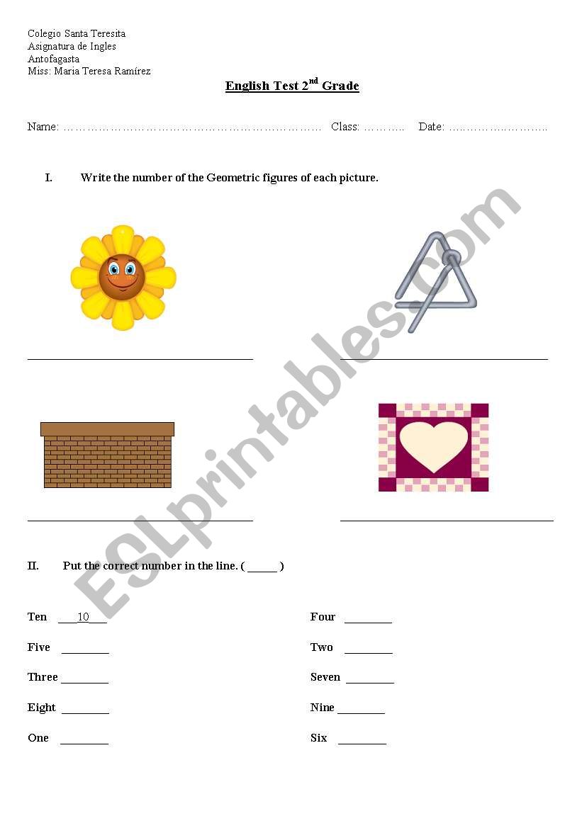 School supplies, numbers and figures worksheet