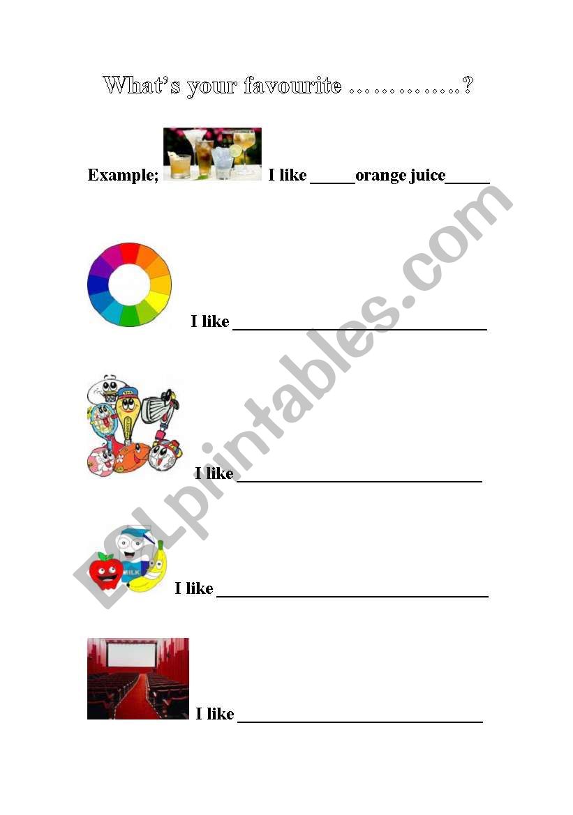 Favourites Worksheet worksheet