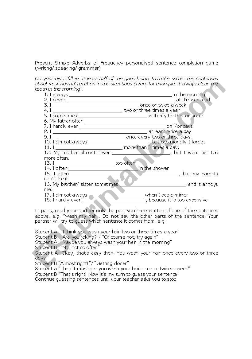 Present Simple worksheet