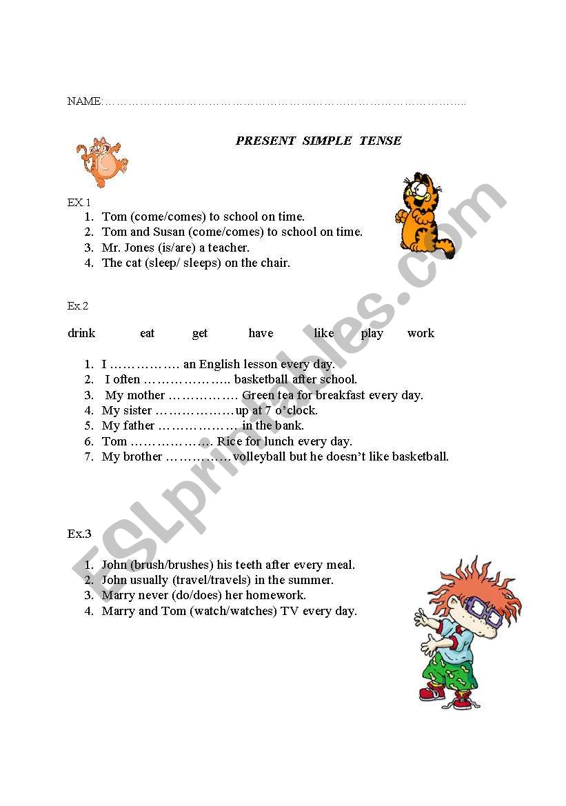 present simple tense worksheet