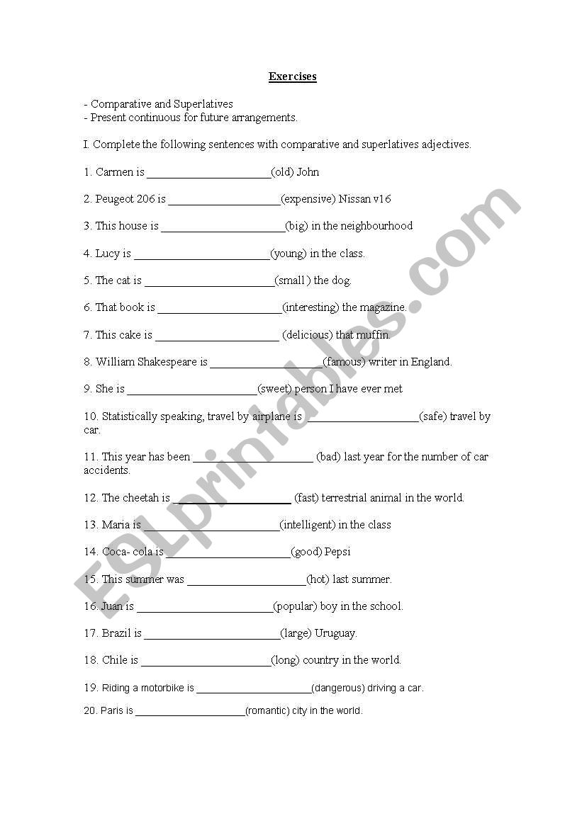 Present continuos worksheet