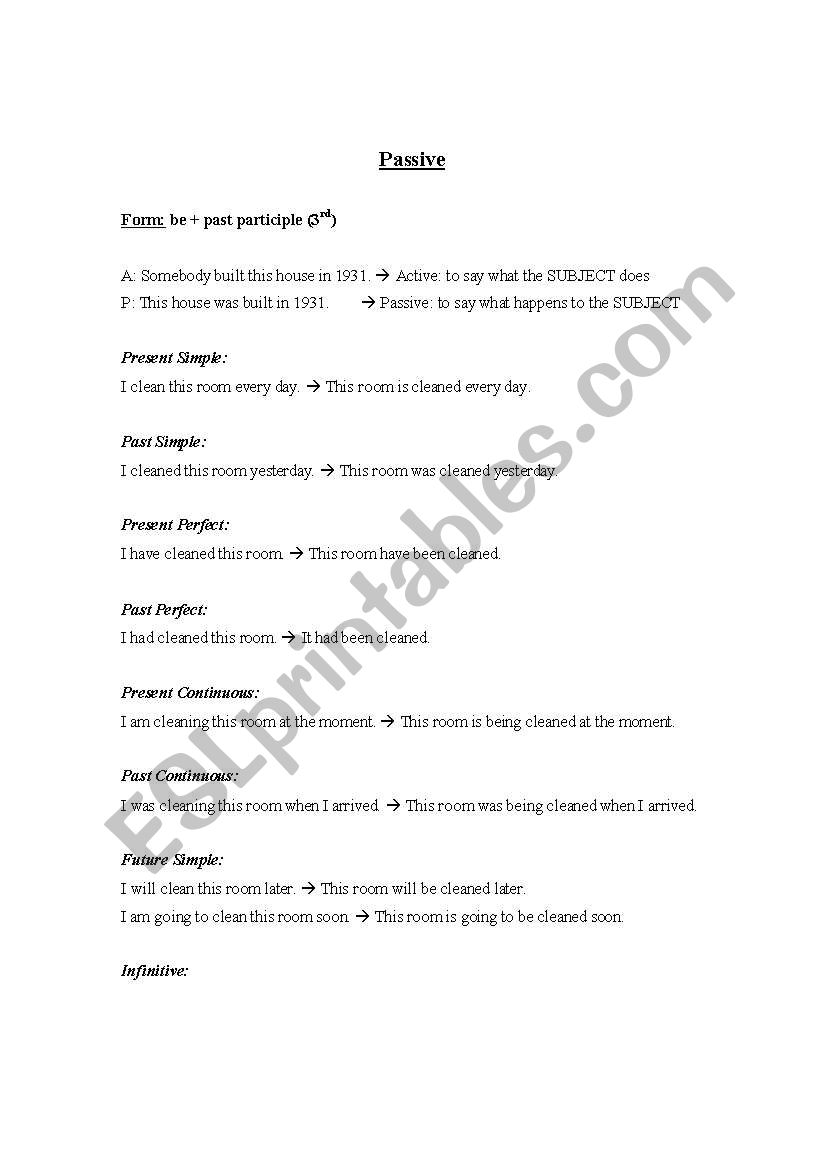 Passive worksheet