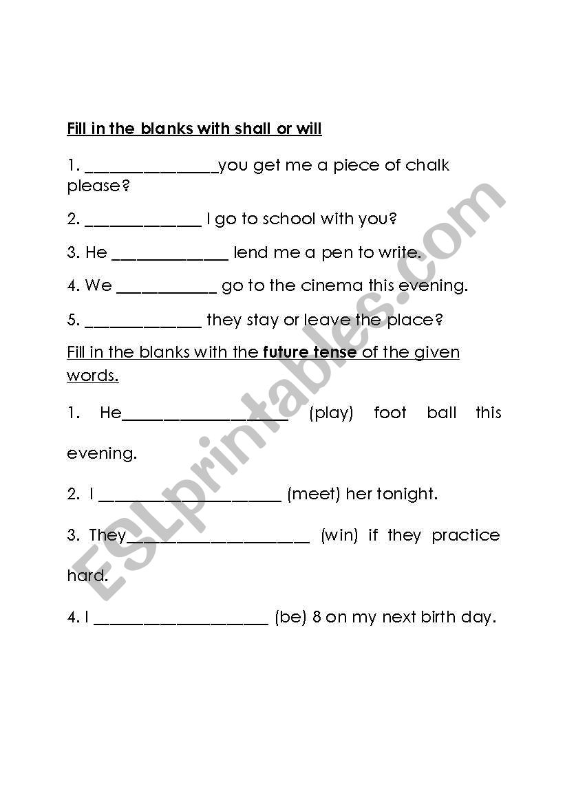 future tense worksheet