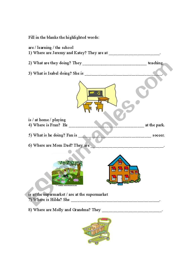 Present Continous Worksheet worksheet