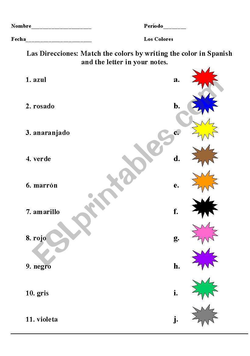 Colors, School Supplies worksheet