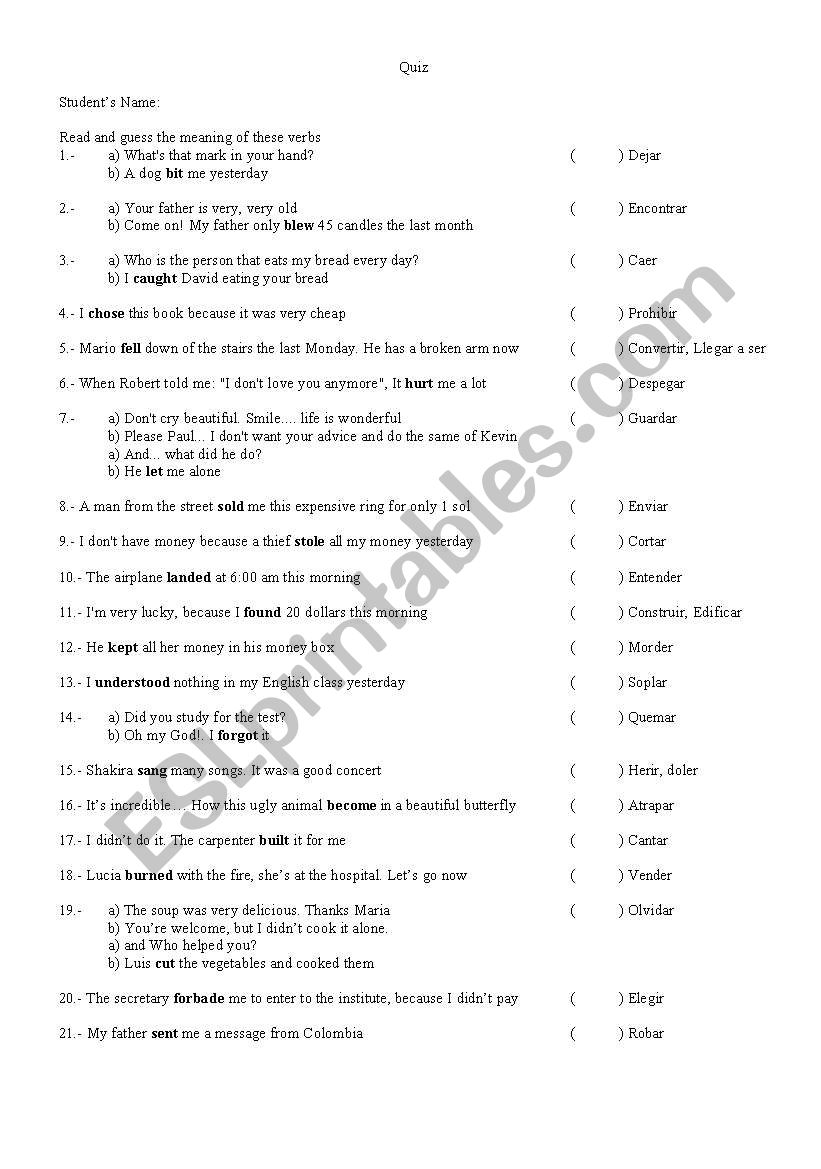 Past Simple worksheet