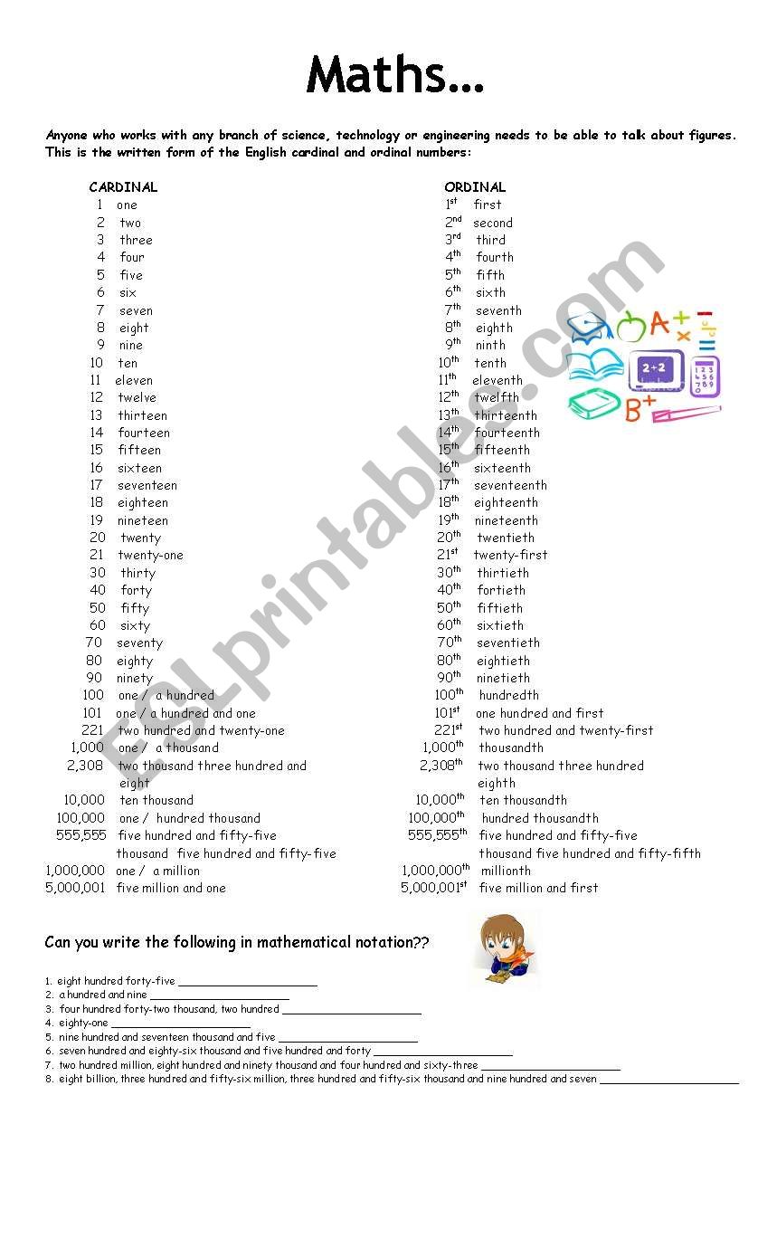 English Math ESL Worksheet By Sandra uach