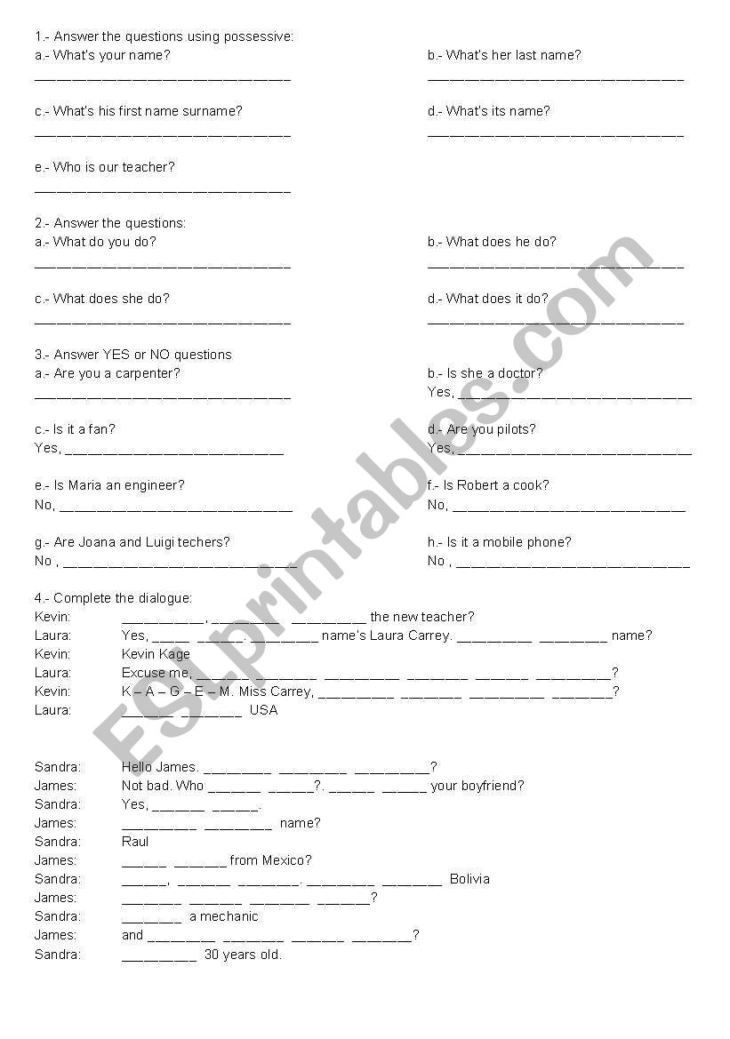 Verb to be worksheet