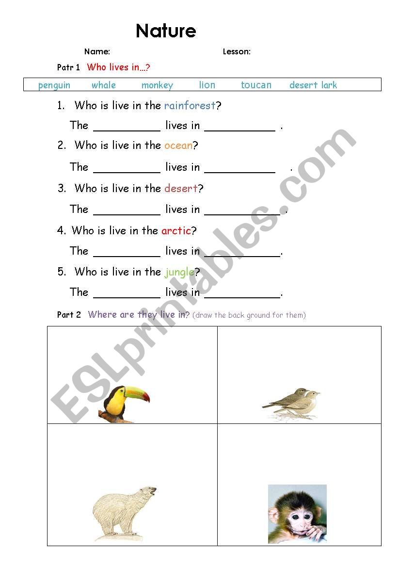 english worksheets nature