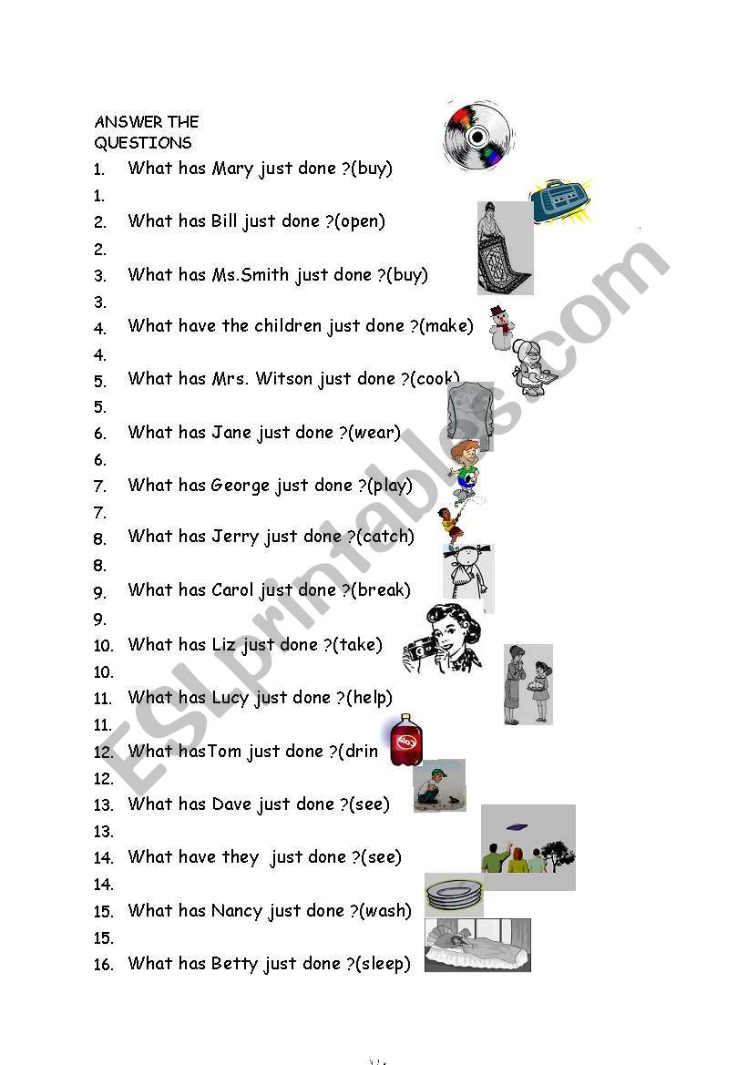 Present Perfect Tense With Wh questions ESL Worksheet By Epit