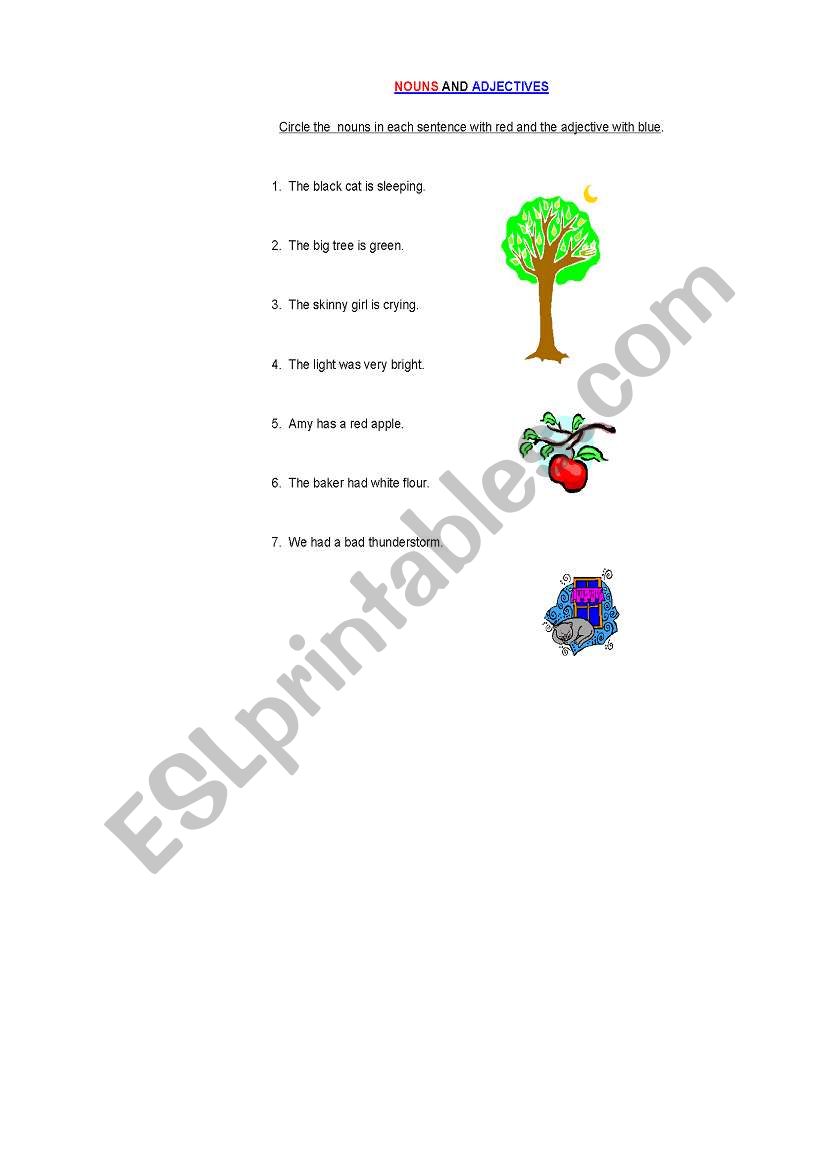 English Worksheets Nouns And Adjectives