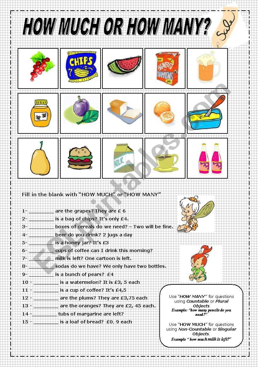 How Much Or How Many ESL Worksheet By Lolelozano