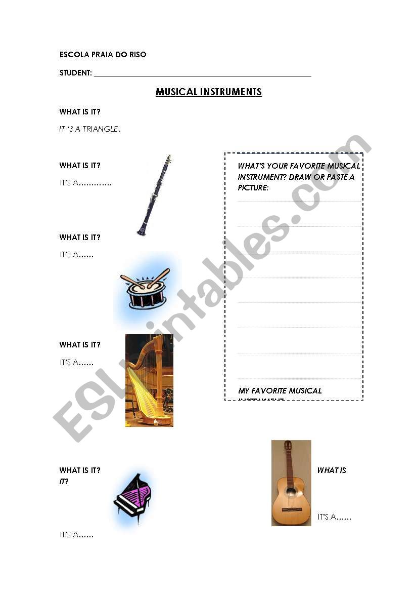 english worksheets musical instruments