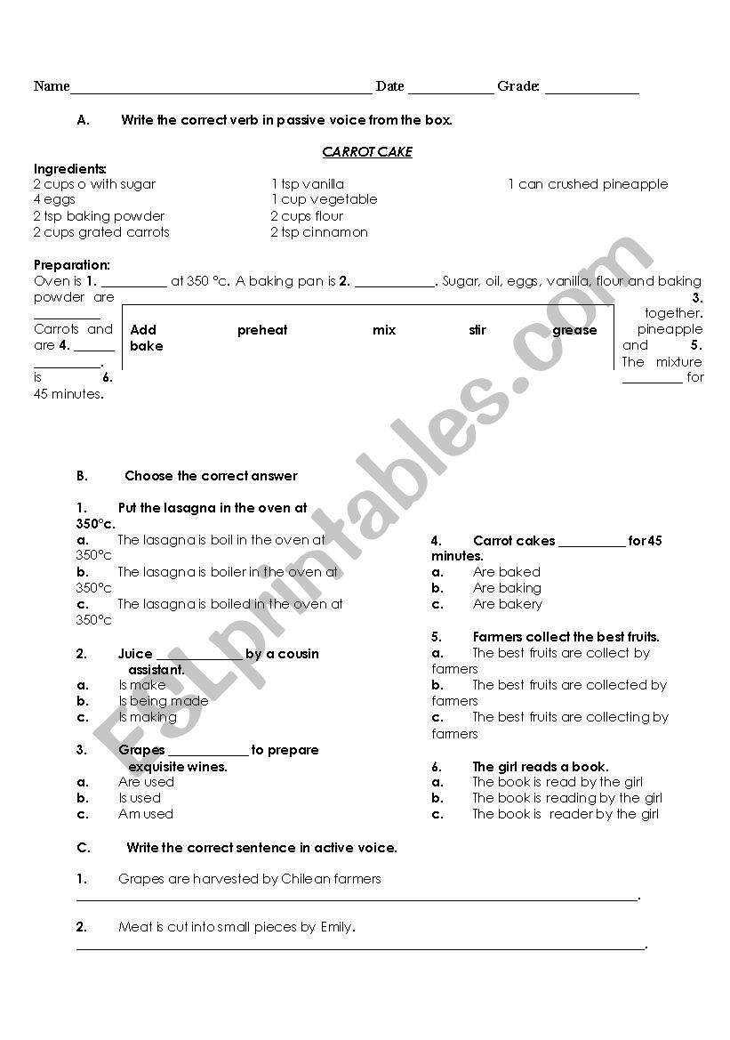 passive voice worksheet