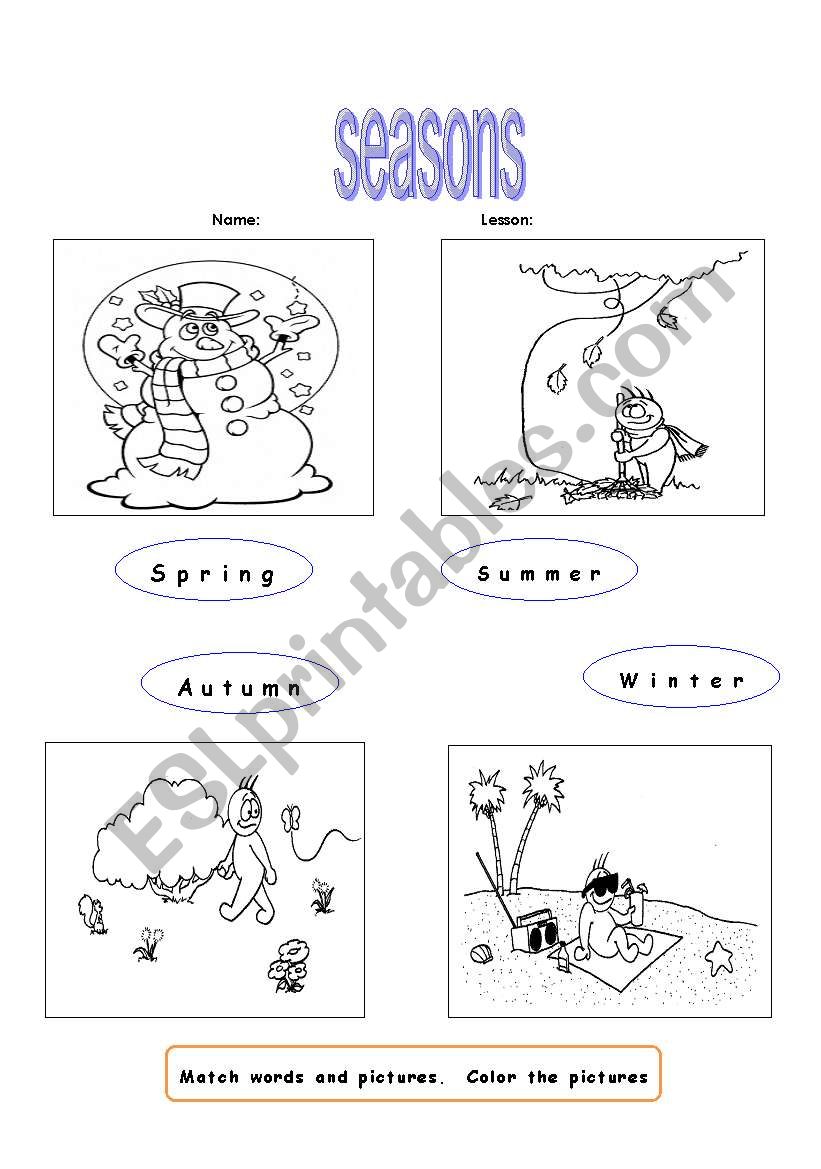 seasons esl worksheet by rxenia