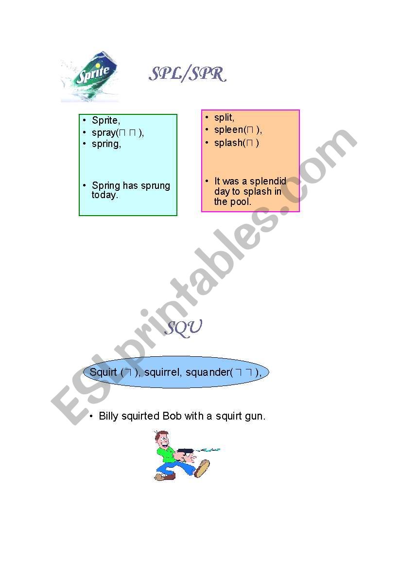 consonant clusters  worksheet