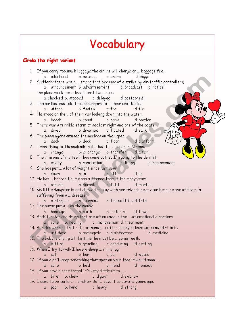 Vocabulary worksheet