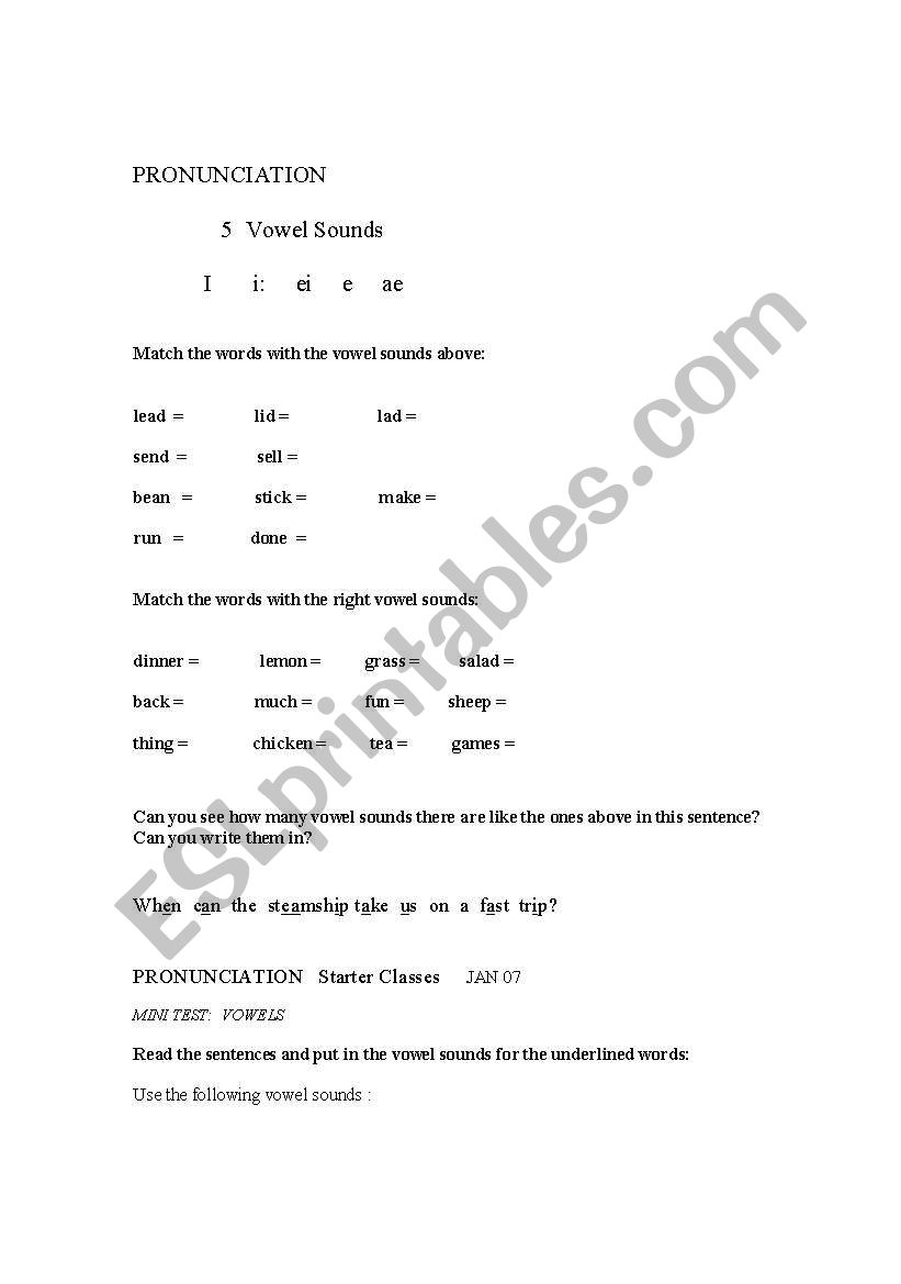 Pronunciation: Matching Vowels