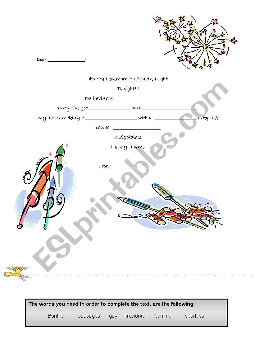 BONFIRE PARTY worksheet