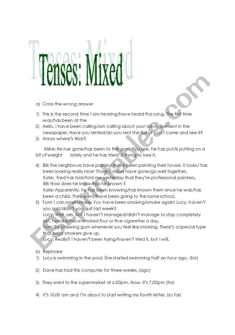 Tenses worksheet