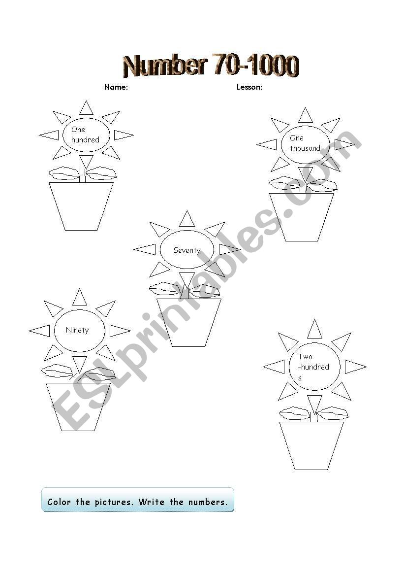 number 70-1000 worksheet