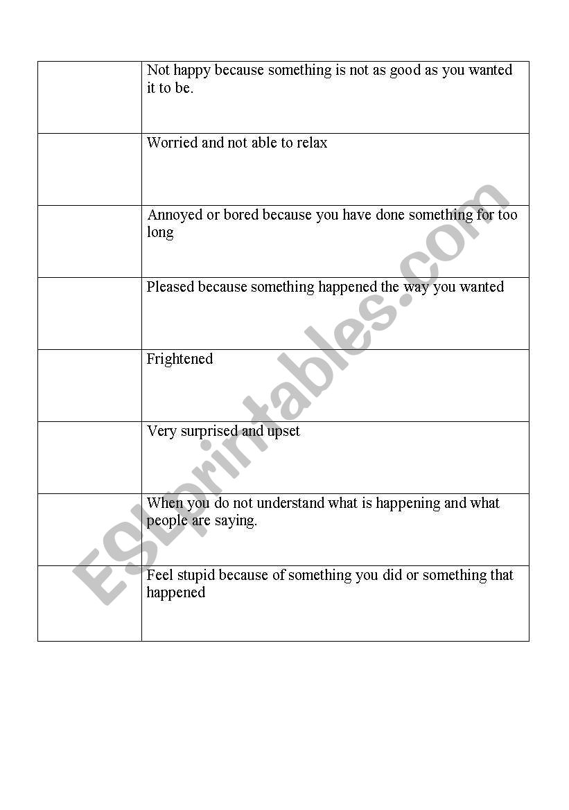 Feelings jigsaw worksheet