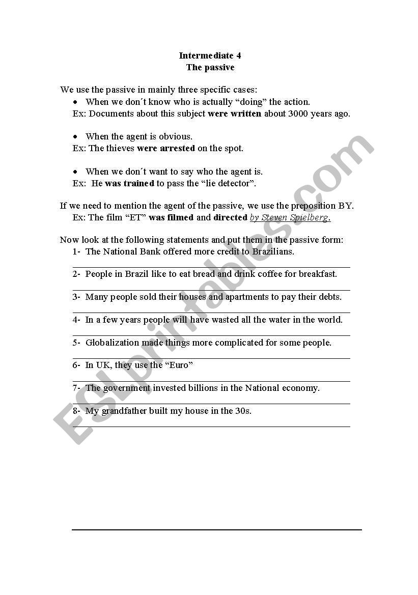 The Passive worksheet