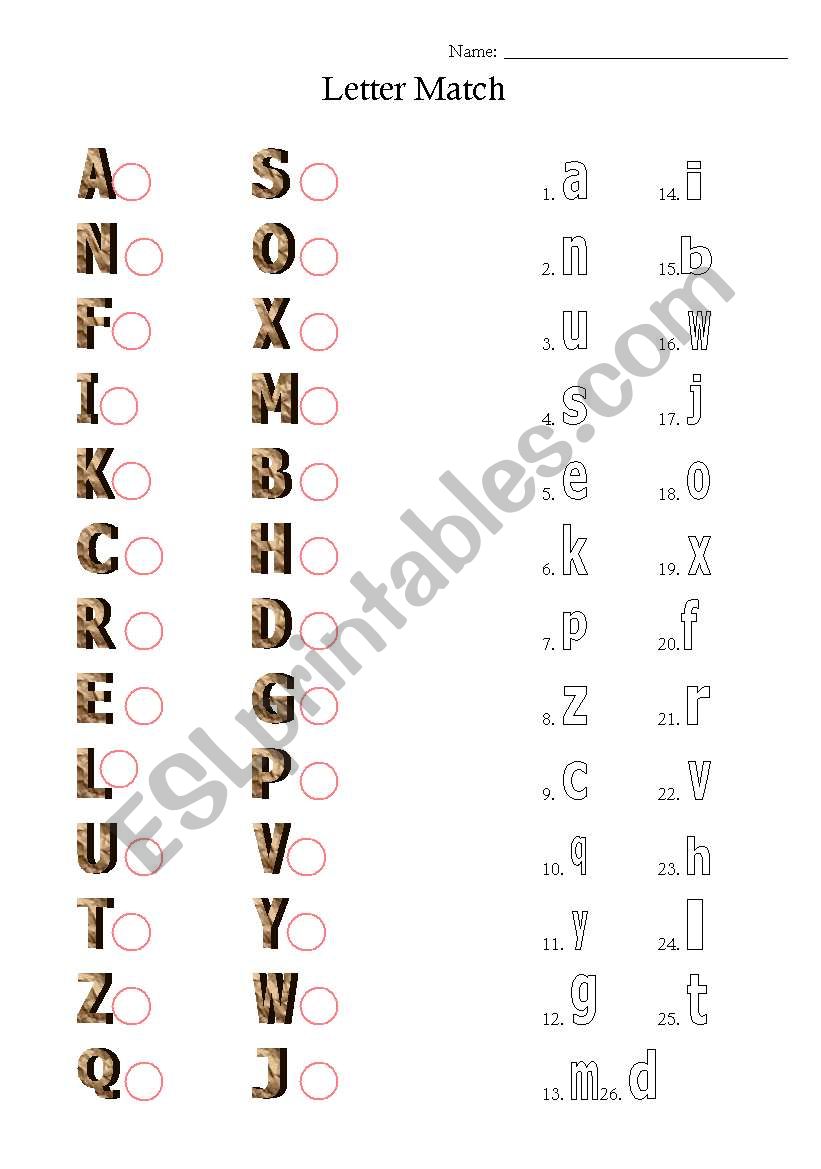 Letter Match worksheet