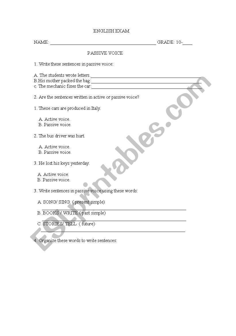 PASSIVE VOICE worksheet