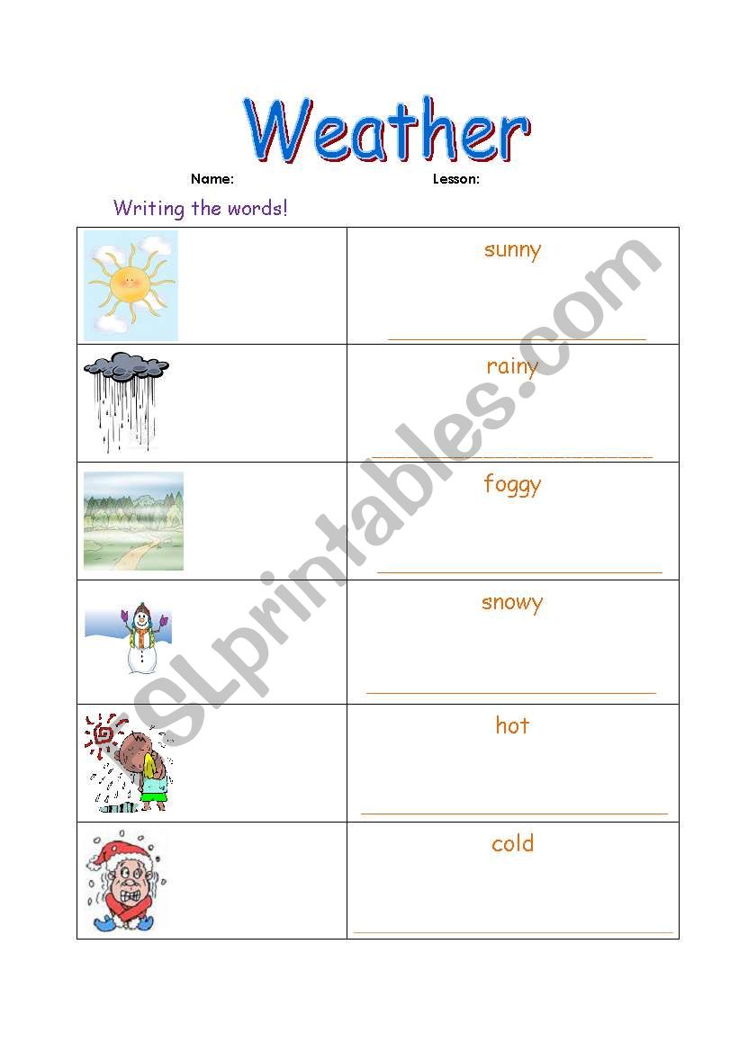 weather worksheet