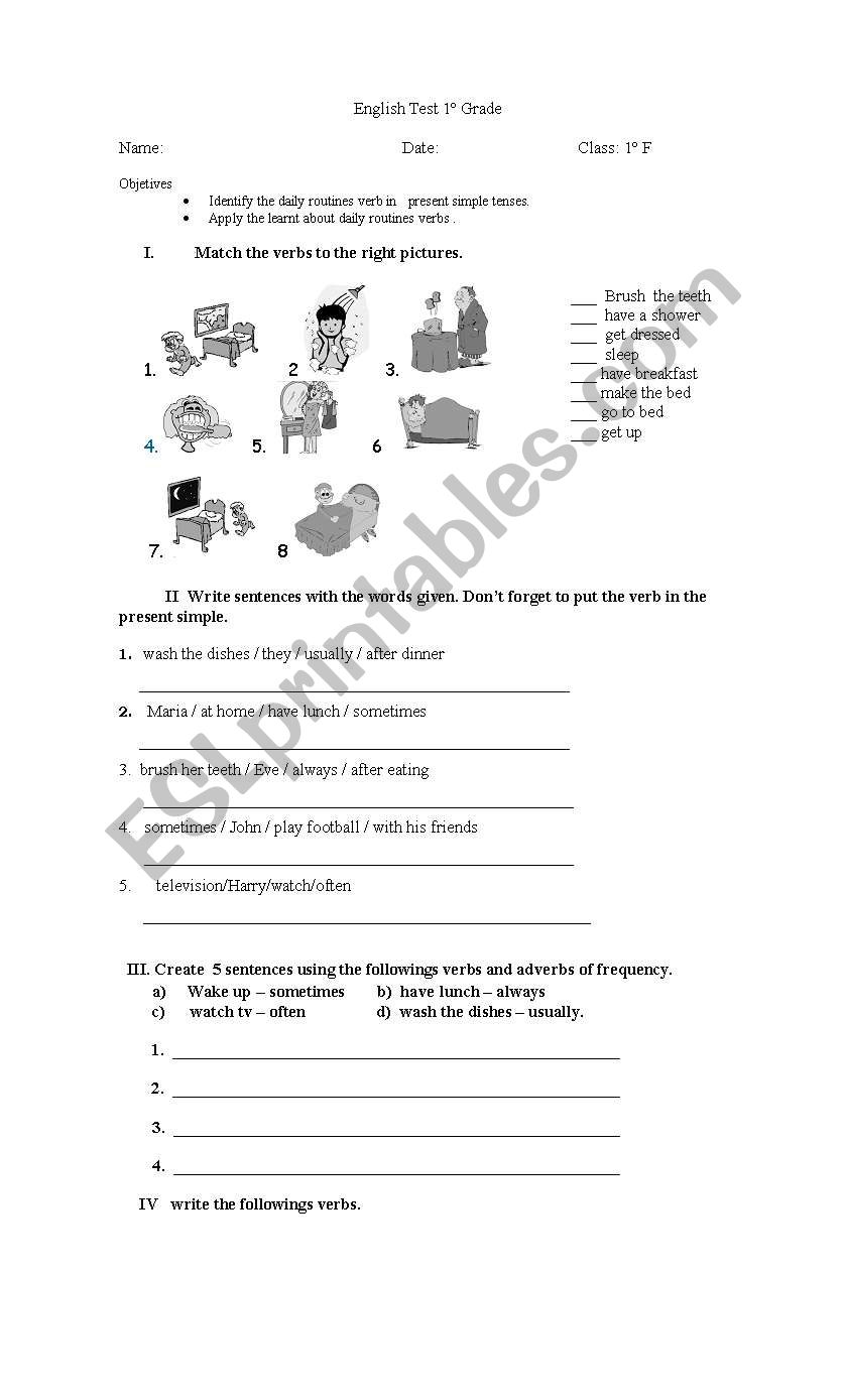   daily routines  worksheet
