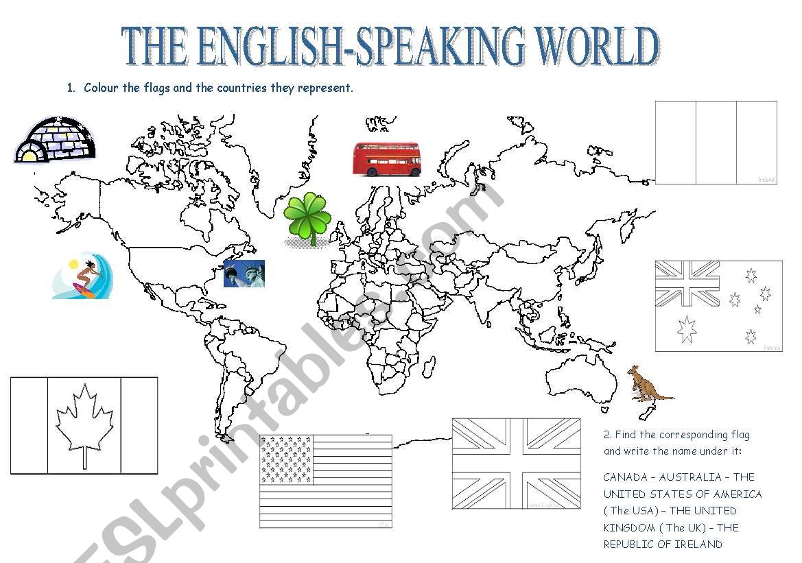 The English Speaking Countries ESL Worksheet By Lami57