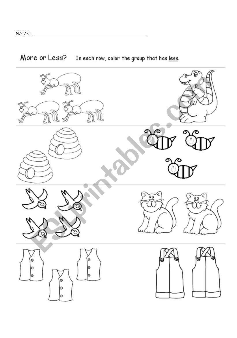 English worksheets: Compare and color worksheet - Animal