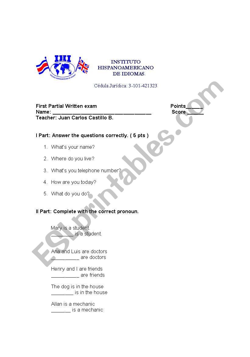 basic exam worksheet