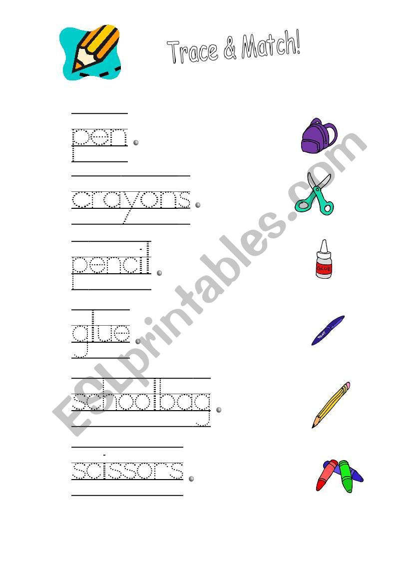 Trace and Match worksheet