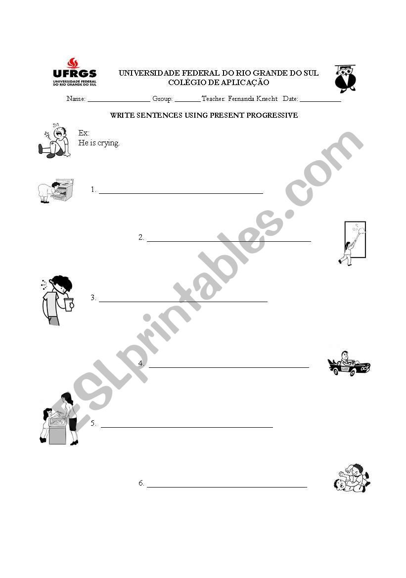 Present Progressive Exercises worksheet