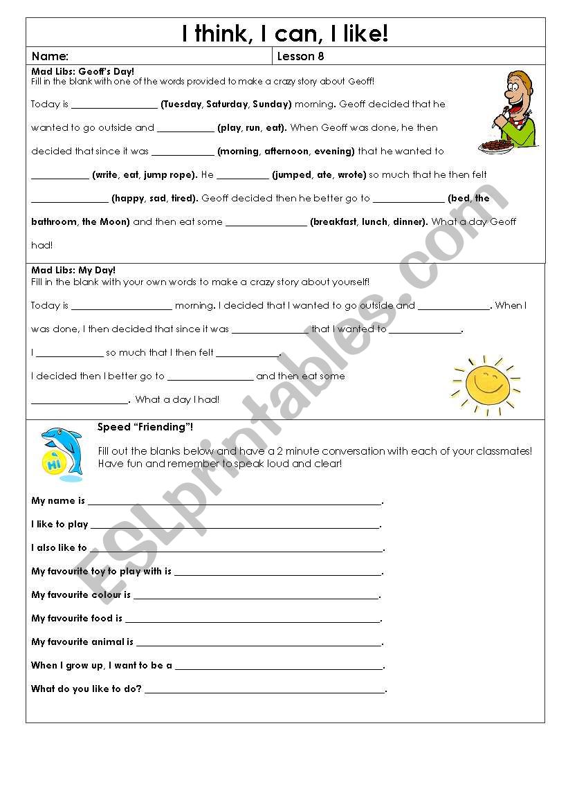 Make own stories worksheet