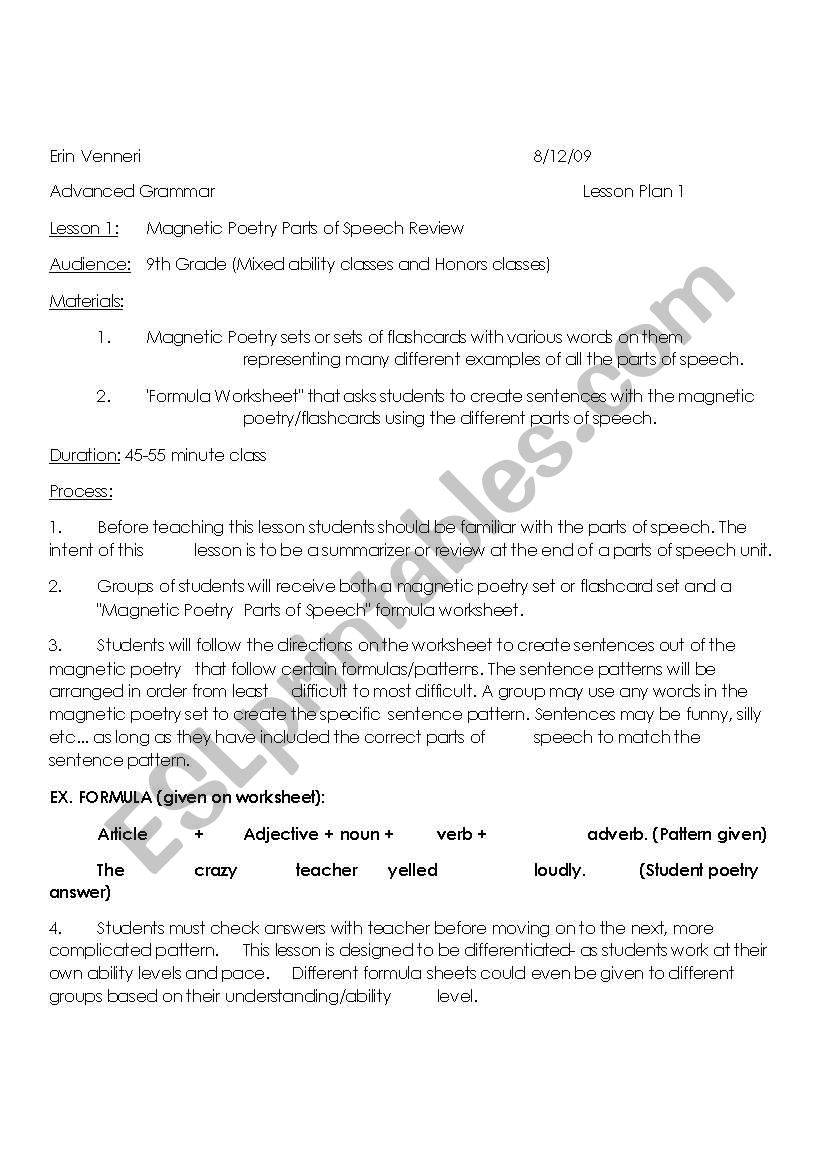 Parts of Speech Review: Magnetic Poetry