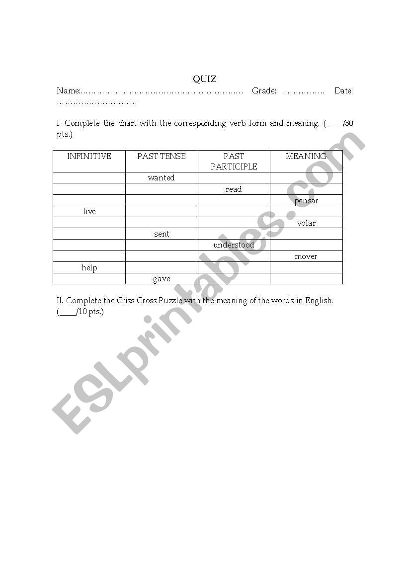 quiz worksheet