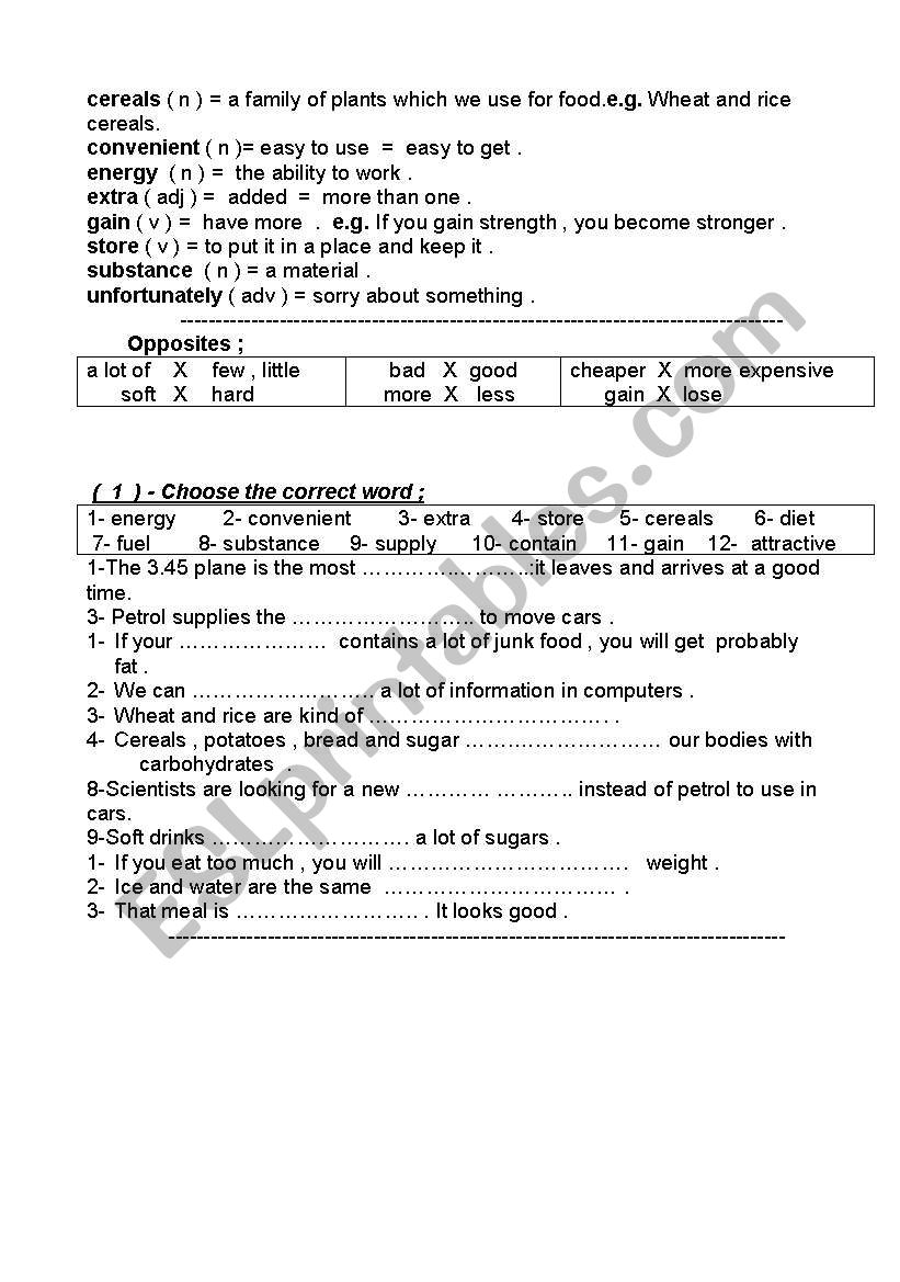 exercise  worksheet