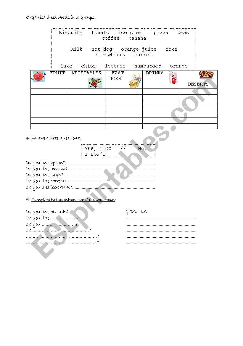 Food  worksheet