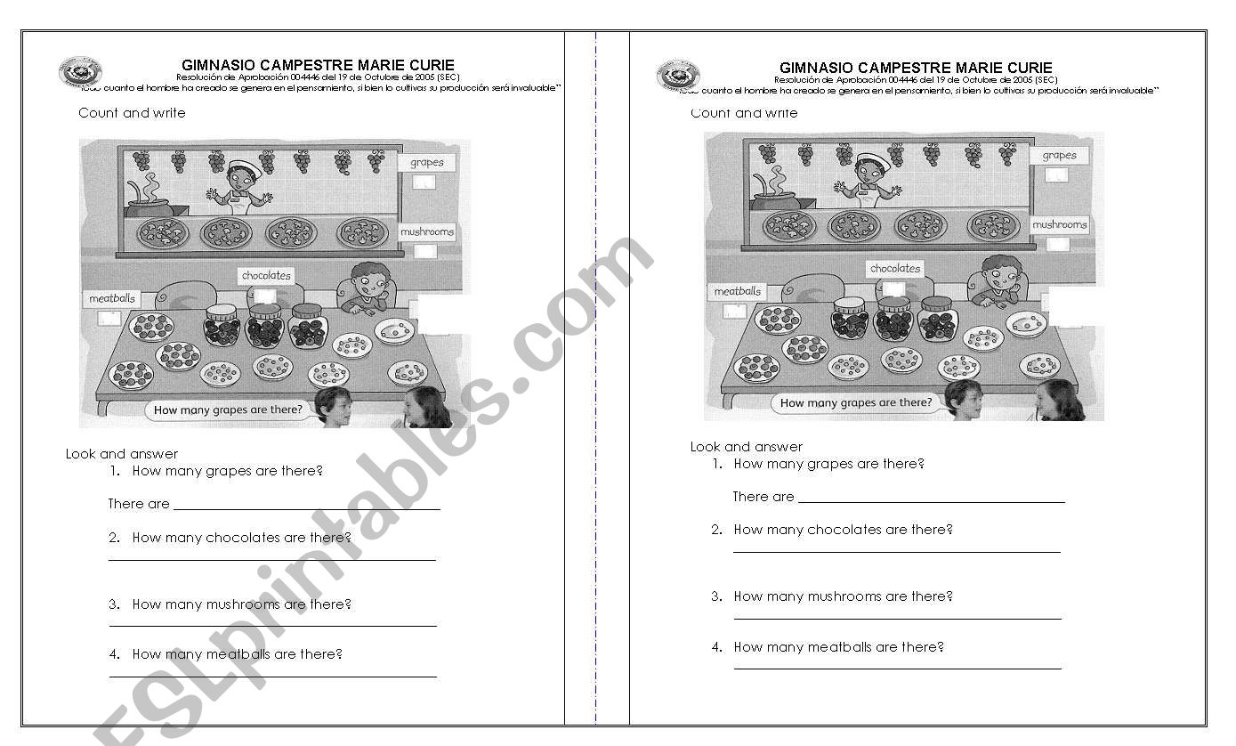 How many? worksheet