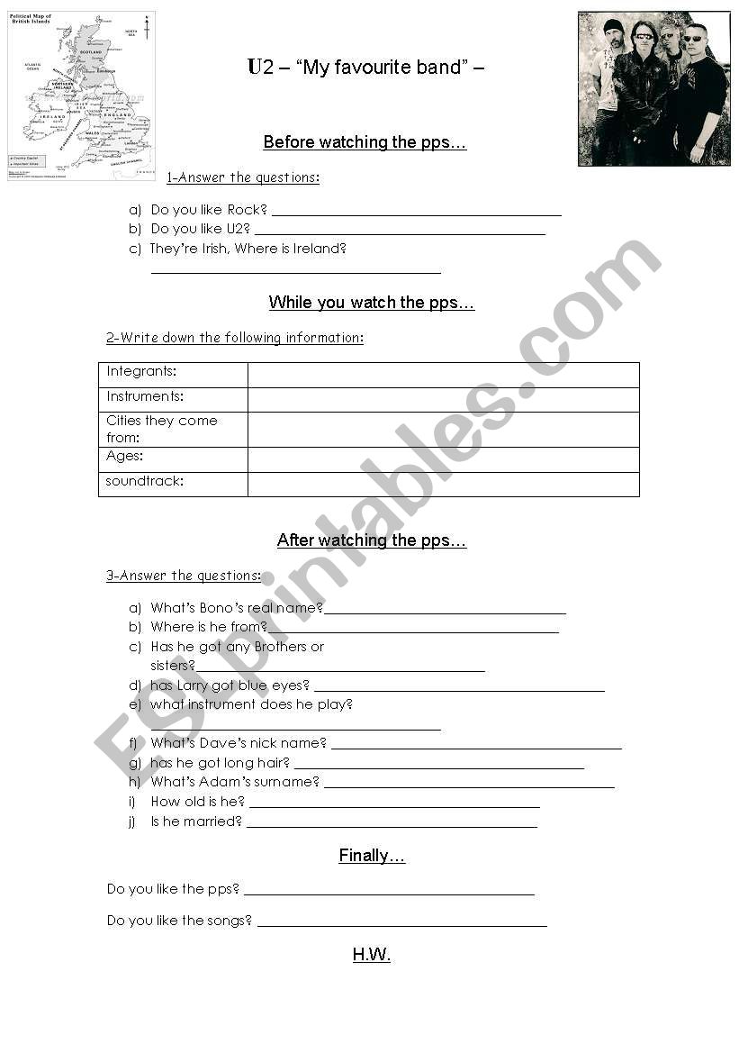 U2 worksheet