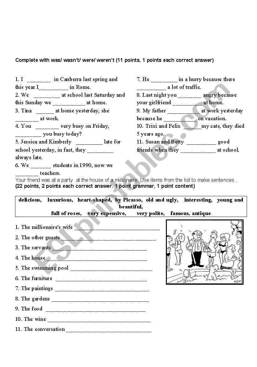 Past of be worksheet