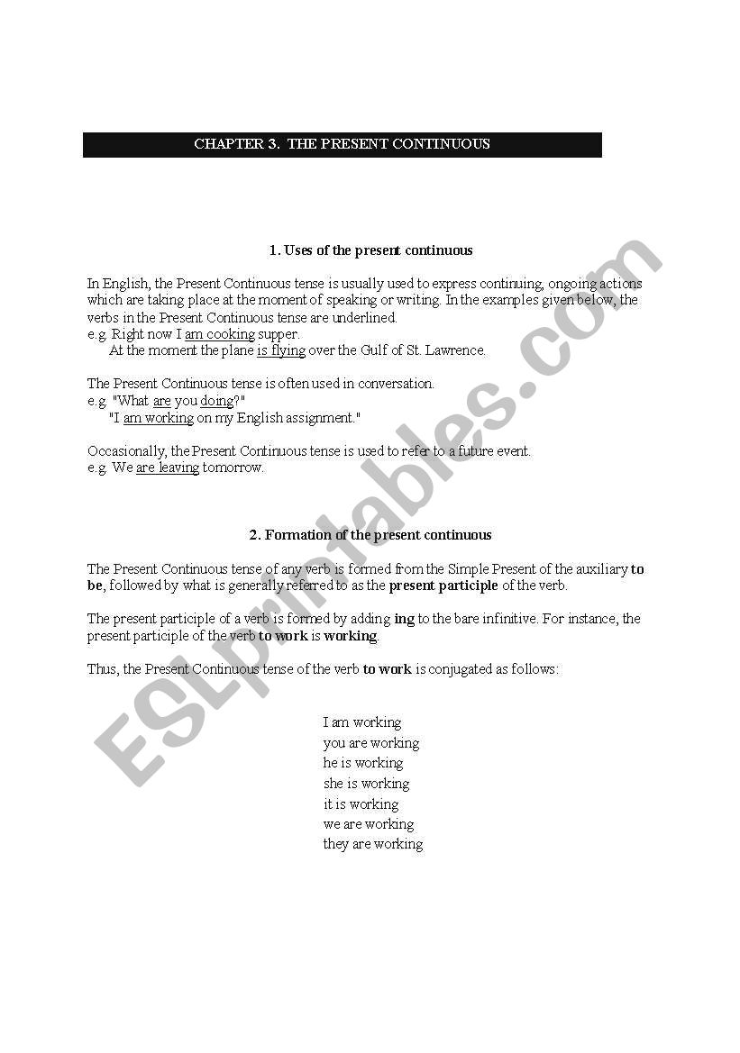 Present continuous tense worksheet