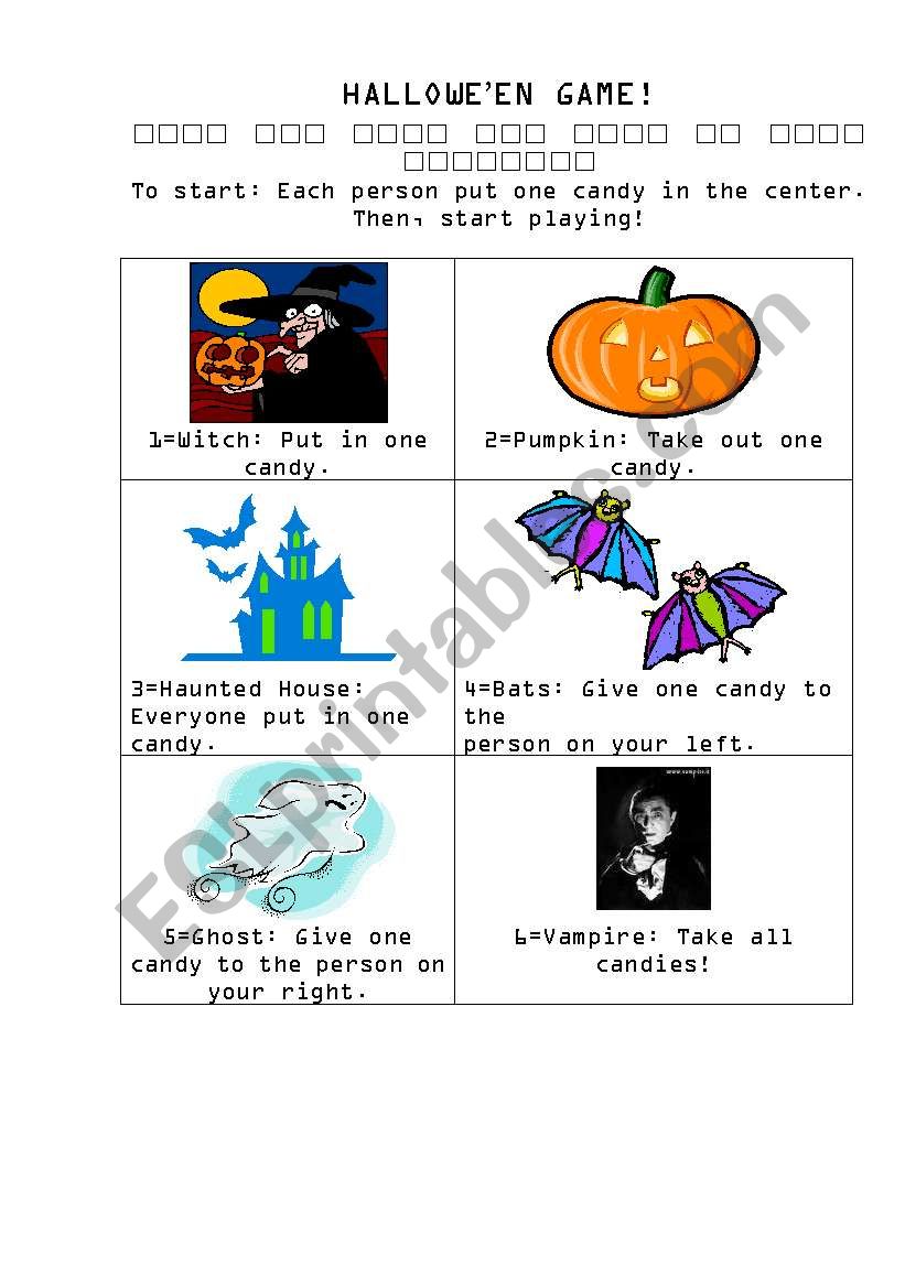 Halloween Game worksheet