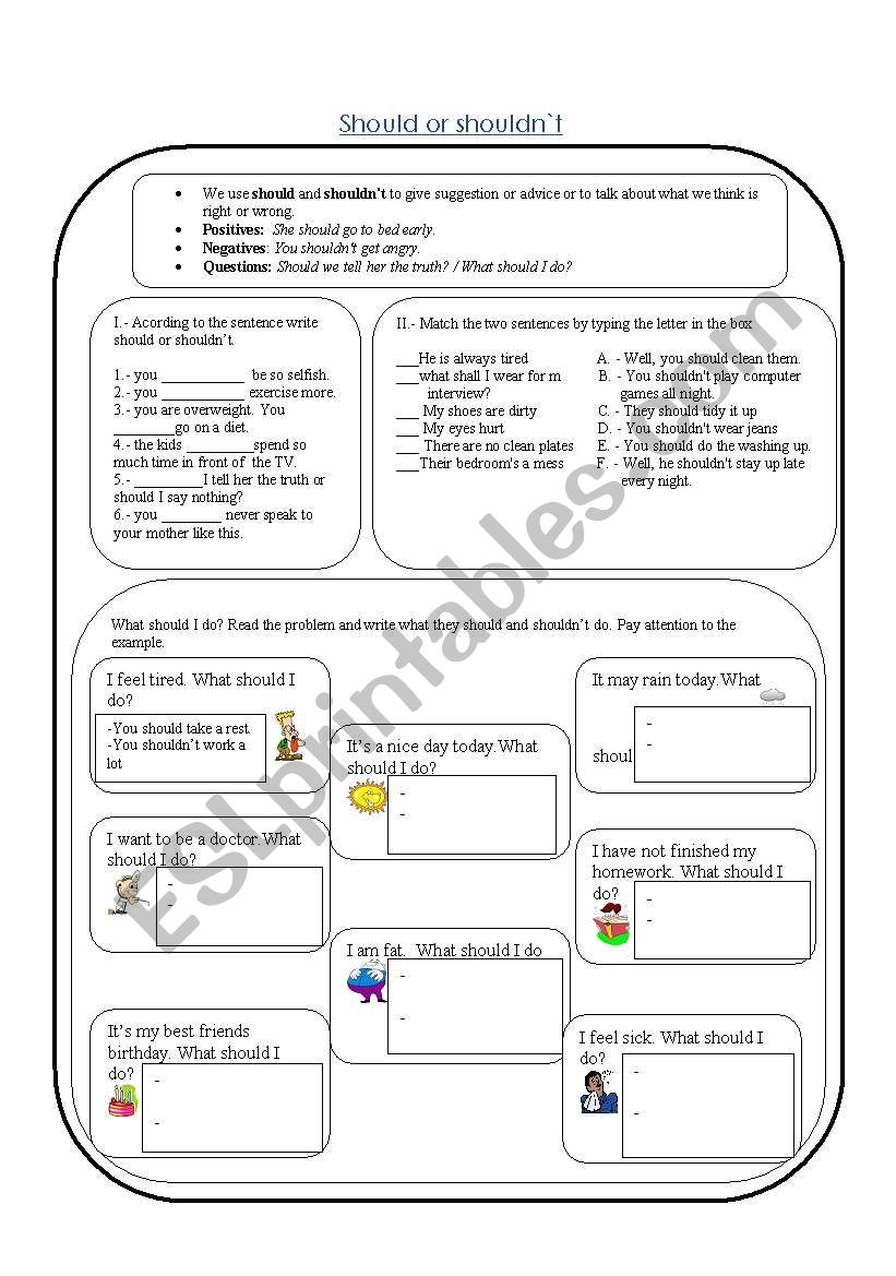 should or shouldn worksheet