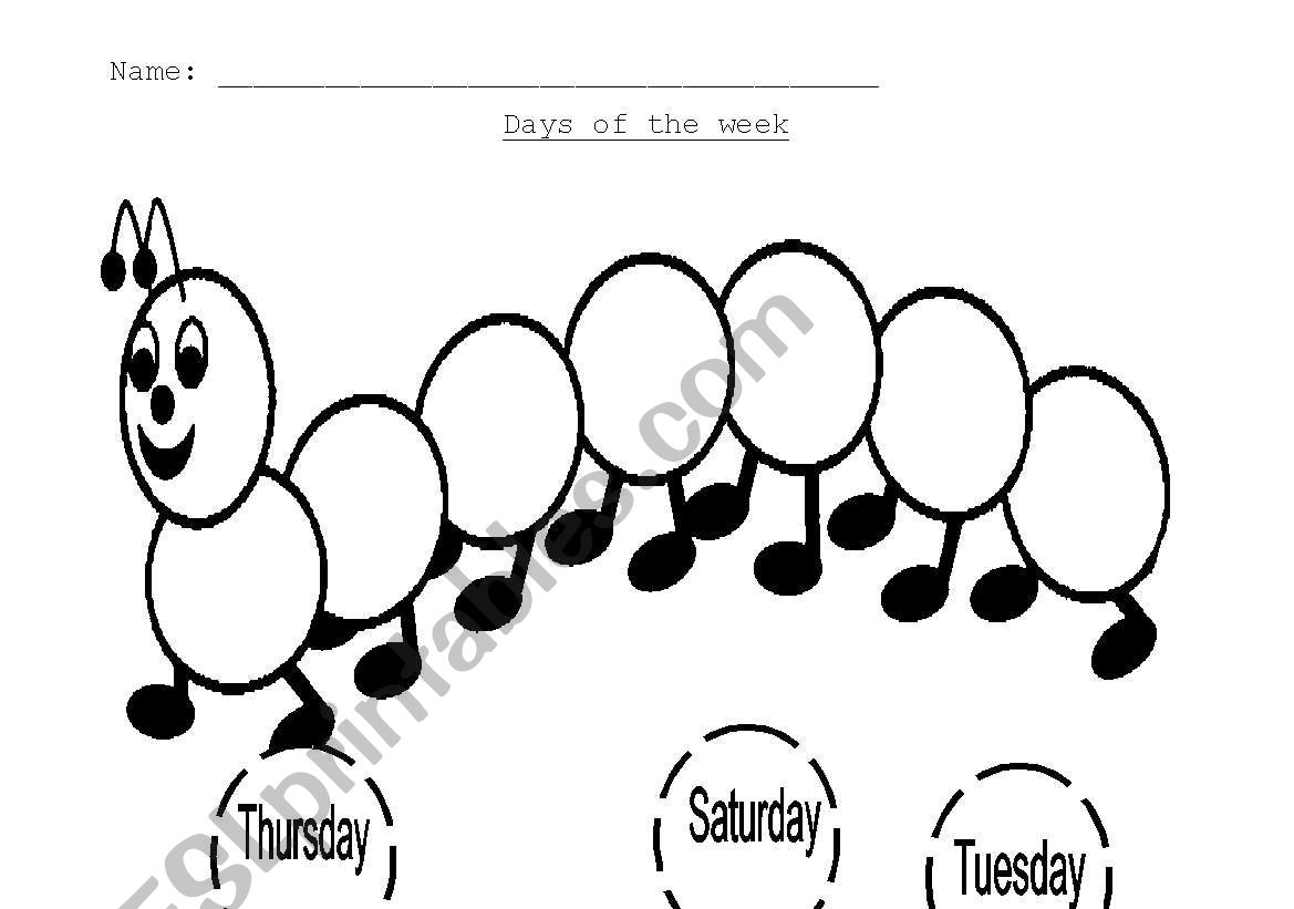 Days Of The Week Activities For Kindergarten Printable