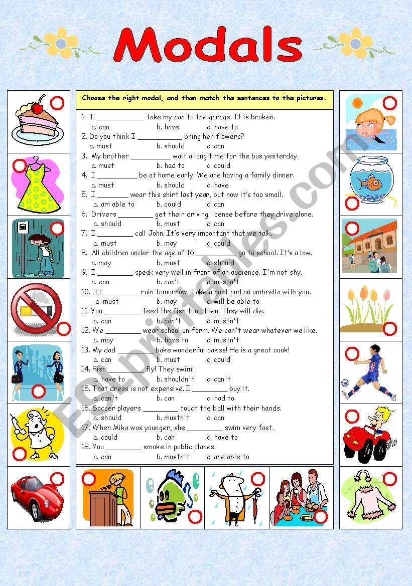 Modals ESL Worksheet By Sharon F